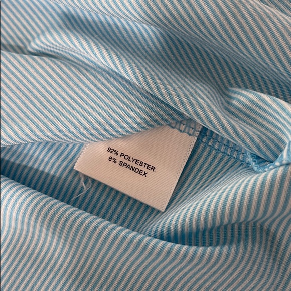 Peter Millar Summer comfort Men's Light Blue & White Stripe Polo Shirt | XL - Picture 6 of 7